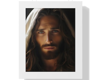Stunning Jesus Poster Framed Christ Wall Art Print Giclée Matte Photo Catholic Artwork Christian Portrait Home Decor Religious Housewarming