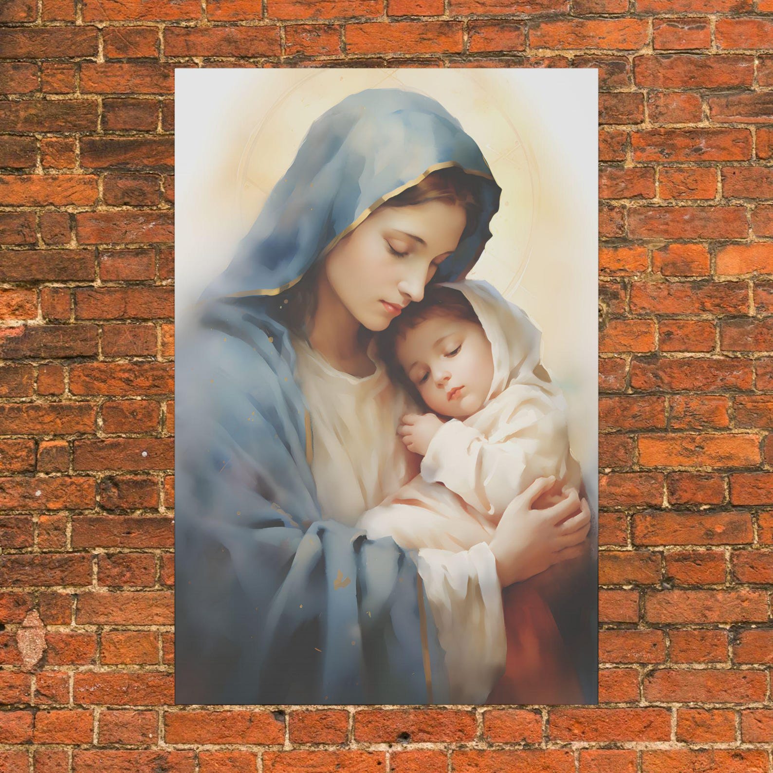Virgin Mary and Baby Jesus Wall Art Our Lady of Schoenstatt Watercolor ...