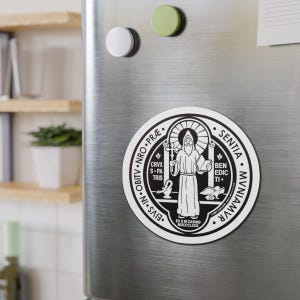 Religious Magnet St Benedict Medal Curse Protection from Evil Matte Magnetic Decal Catholic Saint Benoît San Benito Benedetto image 6