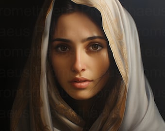 Blessed Virgin Mary Portrait Artwork Digital Download Mother Mary Digital Print Our Lady Blessed Mother Printable Wall Decor Catholic Art