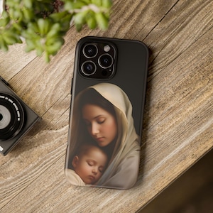 Krippe Handy Hülle Jungfrau Maria und Jesuskind Cover katholisch iPhone Tough Case für Galaxy S24 Ultra Pixel Cover Weihnachten Christliches Geschenk