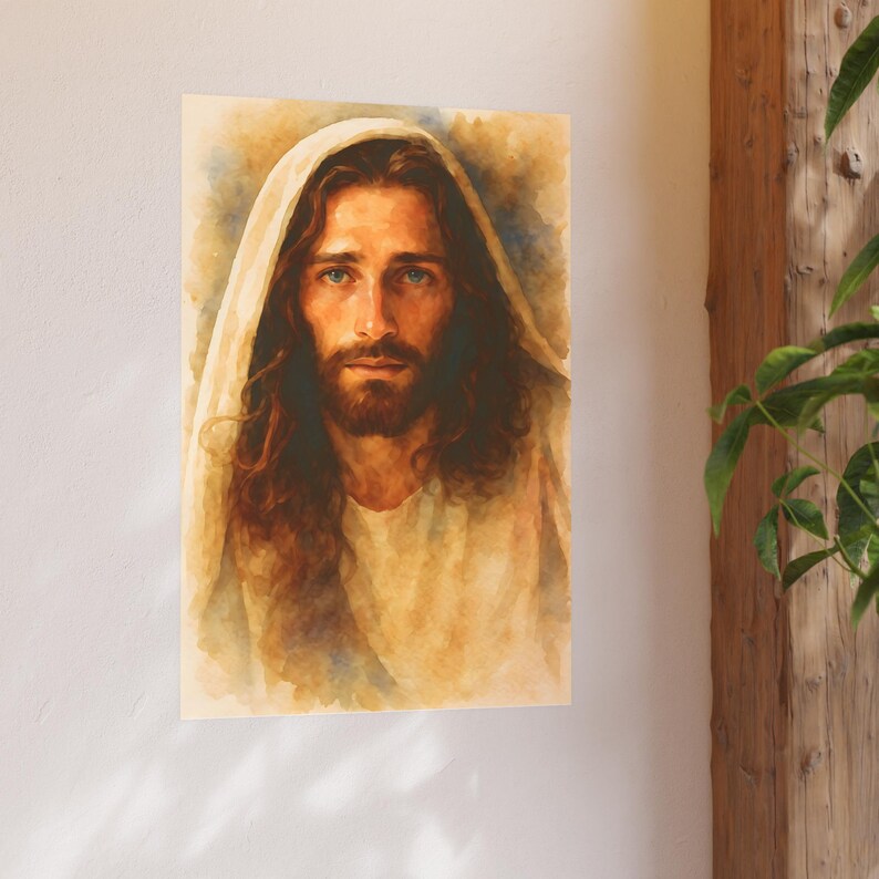 Watercolor Style Jesus Poster Christ Wall Art Catholic Artwork Christian Home Decor Satin 210 gsm 230 Archival Matte Photo Paper image 9