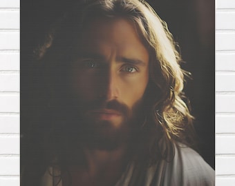 Stunning Jesus Christ Wall Art Eco-Friendly Canvas Artwork Hyperrealistic Jesus Portrait Christ Wall Decor Catholic Mothers Day Gift for Mom