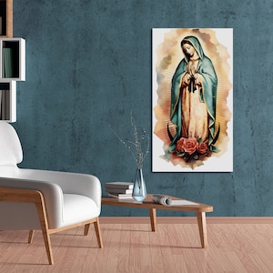 Our Lady of Guadalupe Virgin Mary Portrait Watercolor Art Digital Download Blessed Mother Digital Print Virgin Mary Printable Wall Art Decor