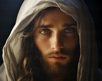 zz-Impresionante imagen de Jesucristo para imprimir en la pared. Arte de Jesús para descargar digitalmente. Retrato de Cristo. Obra de arte cristiana católica para pared. Impresión digital.