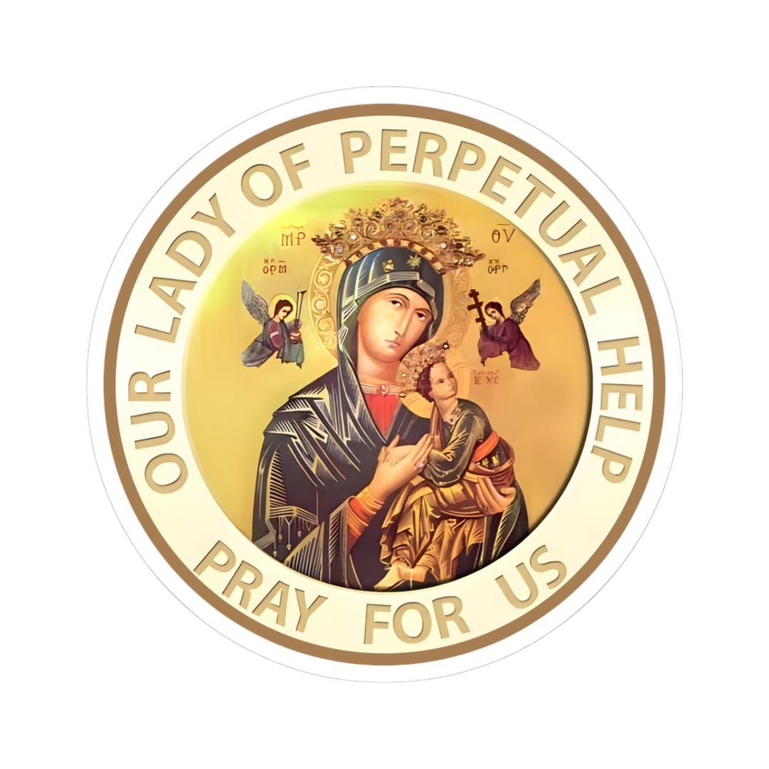 Religious Sticker Catholic Our Lady of Perpetual Help Virgin Mary Medal ...