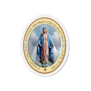 Religious Magnet Virgin Mary Miraculous Medal Protection from Evil Die-Cut Magnet Medalla Virgen Milagrosa La Vergine Miracolosa Miraculeuse