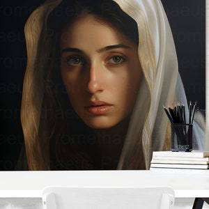 Blessed Virgin Mary Portrait Artwork Digital Download Mother Mary Digital Print Our Lady Blessed Mother Printable Wall Decor Catholic Art