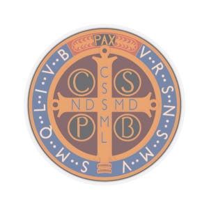 Sticker religieux Sticker médaille Saint-Benoît catholique Protection contre la malédiction symbole du mal Sticker pour ordinateur portable San Benito San Benedetto Saint Benoît