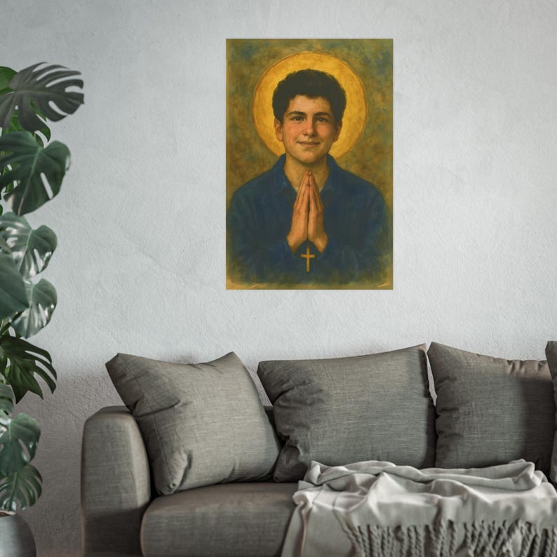 Poster St Carlo Acutis Aquarell Stil Religiöse Wandkunst Katholische Heilige Christian Wohnkultur Satin 210 g / m² 230 Archival Matte Fotopapier Bild 9