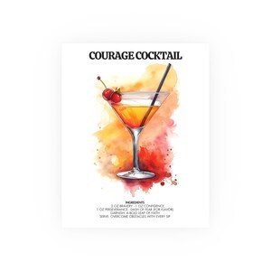Mut Cocktail Positivität Poster Spirituelles Rezept Inspirational Wand Kunst Küche Wohnkultur Trendy Minimalist Elegant Motivation Poster