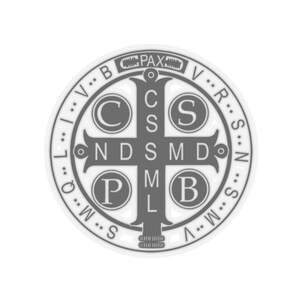 Sticker religieux Médaille Saint-Benoît catholique Protection contre la malédiction symbole du mal Sticker pour ordinateur portable catholique San Benito San Benedetto Saint Benoît