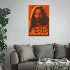 Vintage Jesus Poster Christ Wall Art 1970s Ad Style Christian Home Decor Catholic Artwork Satin 210 gsm 230 Archival Matte Photo Paper image 6