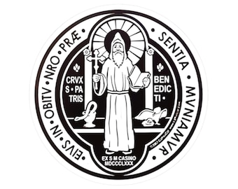 Religious Sticker St Benedict Medal Front - Curse Protection from Evil