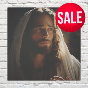 Stunning Jesus Christ Wall Art Eco-Friendly Canvas Artwork Hyperrealistic Jesus Portrait Christ Wall Decor Catholic Mothers Day Gift for Mom