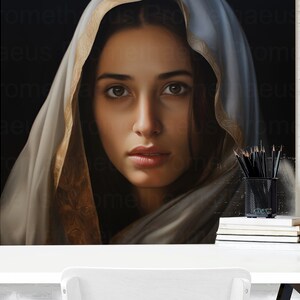 Blessed Virgin Mary Portrait Artwork Digital Download Mother Mary Digital Print Our Lady Blessed Mother Printable Wall Decor Catholic Art