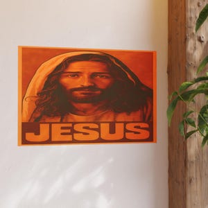 Vintage Jesus Poster Christ Wall Art 1970s Ad Style Christian Home Decor Catholic Artwork Satin 210 gsm 230 Archival Matte Photo Paper image 9