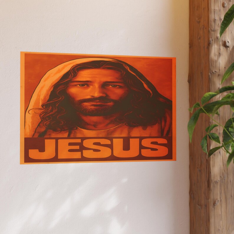 Vintage Jesus Poster Christ Wall Art 1970s Ad Style Christian Home Decor Catholic Artwork Satin 210 gsm 230 Archival Matte Photo Paper image 9