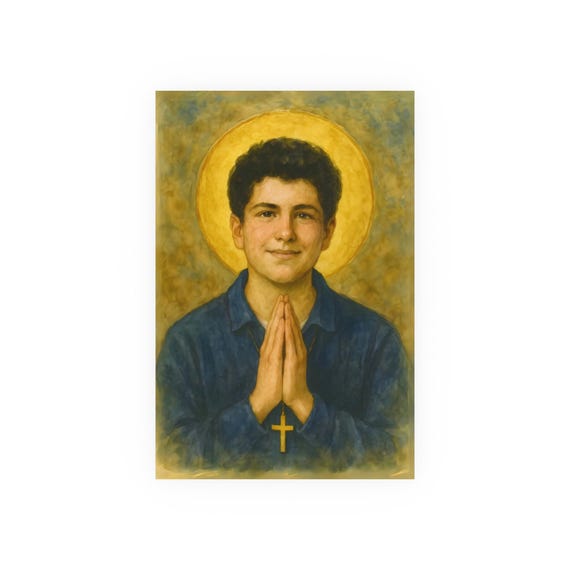 Poster St Carlo Acutis Watercolor Style Religious Wall Art Catholic Saint Christian Home Decor Satin 210 gsm 230 Archival Matte Photo Paper