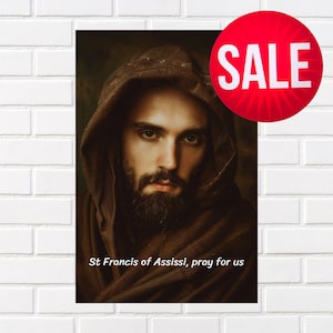 Personalized Poster Saint Francis of Assisi Portrait St Francis Catholic Wall Art Franciscan Gift San Francisco de Asis Francesco d&#39;Assisi