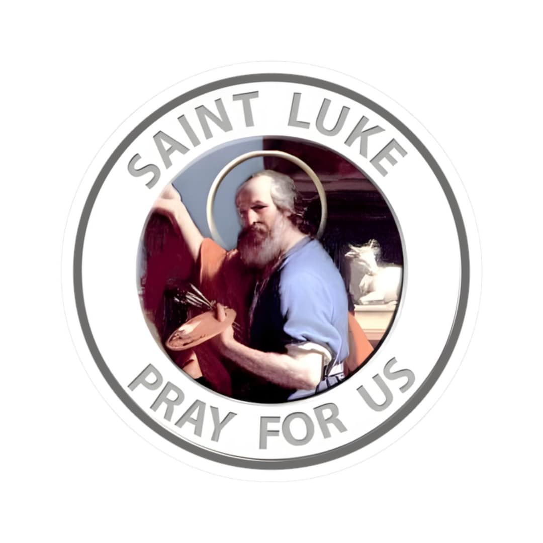 St. Luke Sticker Religious Sticker Catholic Evangelist St Luke Medal Student Protection ...