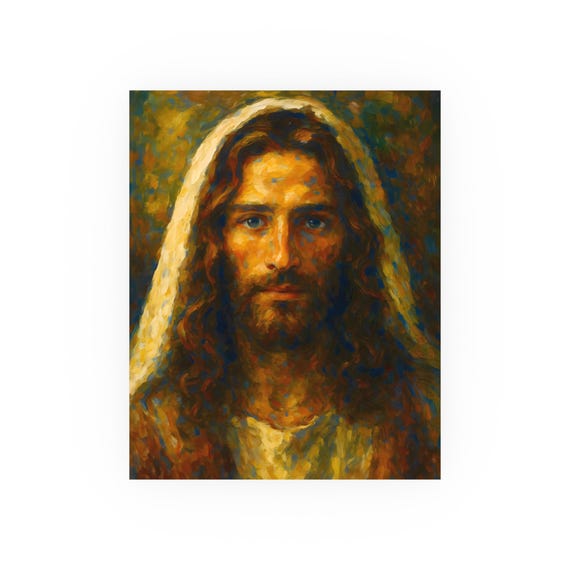Impressionist Jesus Poster Christ Wall Art Christian Home Decor Housewarming Catholic Artwork Satin 210 gsm 230 Archival Matte Photo Paper