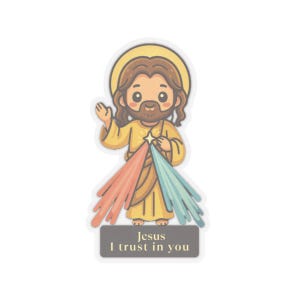 Religious Sticker Catholic Kawaii Divine Mercy Jesus Divina Misericordia Christ Kiss-Cut Sticker Adorable Decal Christening 1st Communion