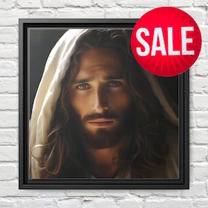 Stunning Jesus Christ Wall Art Eco-Friendly Frame & Canvas Artwork Hyperrealistic Jesus Portrait Christ Wall Decor Mothers Day Gift for Mom