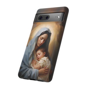 Krippe Handy Hülle Jungfrau Maria und Jesuskind Cover katholisch iPhone Tough Case für Galaxy S24 Ultra Pixel Cover Weihnachten Christliches Geschenk