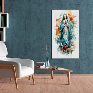 Our Lady of Guadalupe Virgin Mary Portrait Watercolor Art Digital Download Blessed Mother Digital Print Virgin Mary Printable Wall Art Decor