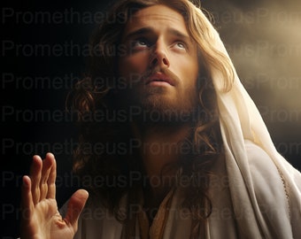 Arte de pared imprimible con foto realista de Jesús, retrato de Cristo, descarga digital, decoración cristiana para el hogar, inauguración de la casa, obra de arte católica