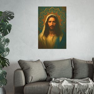 Mandala Jesus Poster Christ Wall Art Sacred Artwork Christian Home Decor Catholic Print Satin 210 gsm 230 Archival Matte Photo Paper image 5