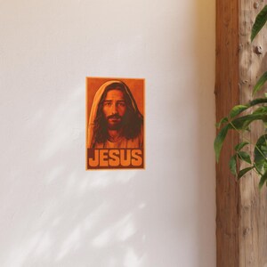 Vintage Jesus Poster Christ Wall Art 1970s Ad Style Christian Home Decor Catholic Artwork Satin 210 gsm 230 Archival Matte Photo Paper image 7