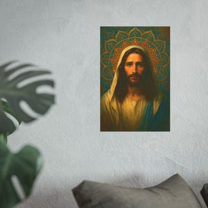 Mandala Jesus Poster Christ Wall Art Sacred Artwork Christian Home Decor Catholic Print Satin 210 gsm 230 Archival Matte Photo Paper image 6