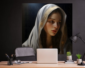 Blessed Virgin Mary Portrait Artwork Digital Download Mother Mary Digital Print Our Lady Blessed Mother Printable Wall Decor Catholic Art