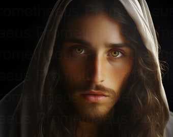 Prachtige Jezus Christus foto afdrukbare muurkunst digitale download portret Jesucristo christelijk-katholieke kunst