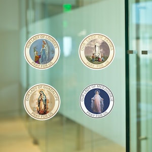 Marian Apparitions Catholic Sticker Bundle 4x Glossy Decal Blessed Mother Our Lady of Guadalupe Fatima Lourdes Medjugorje