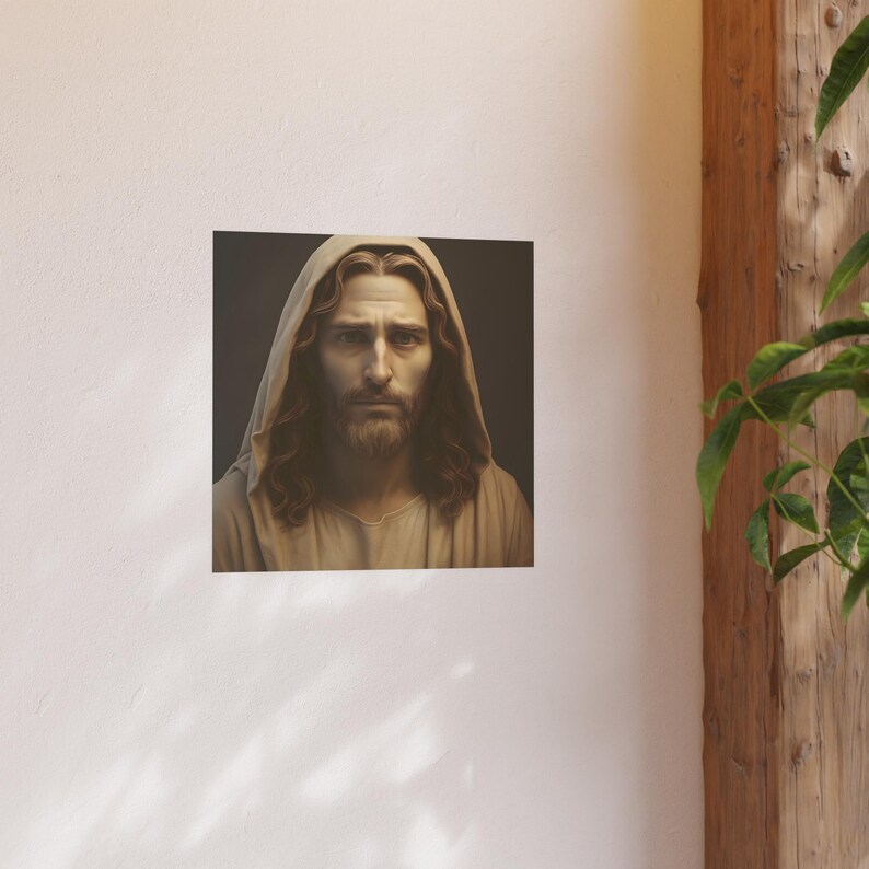 Pôster 3D de Jesus Cristo em estilo escultural para decoração de casa cristã, arte católica, papel fotográfico fosco acetinado de 210 g/m² (230 g/m²). imagem 7