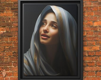 聖母マリアとイエスの額入りデジタルプリント、金色のアートワーク（11