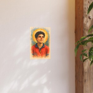 Poster St Carlo Acutis Watercolor Style Religious Wall Art Catholic Saint Christian Home Decor Satin 210 gsm 230 Archival Matte Photo Paper image 4