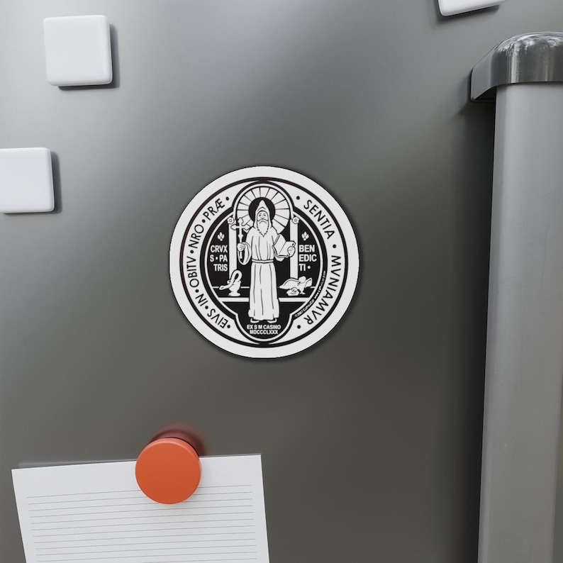 Religious Magnet St Benedict Medal Curse Protection from Evil Matte Magnetic Decal Catholic Saint Benoît San Benito Benedetto image 10