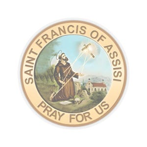 Religious Sticker Catholic St Francis of Assisi Sticker Christian Catholic Saint Laptop Decal San Francisco de Asis San Francesco d'Assisi