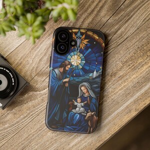 Krippe Handyhülle Heilige Familie Joseph Jungfrau Maria Baby Jesus Hülle Katholische Tough Case iPhone Galaxy Pixel Hülle Weihnachten Christliches Geschenk