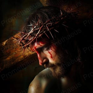 Crucified Jesus Christ Picture Printable Wall Art Jesus Art Crucifixion Digital Download Christ Portrait Christian Catholic Digital Print