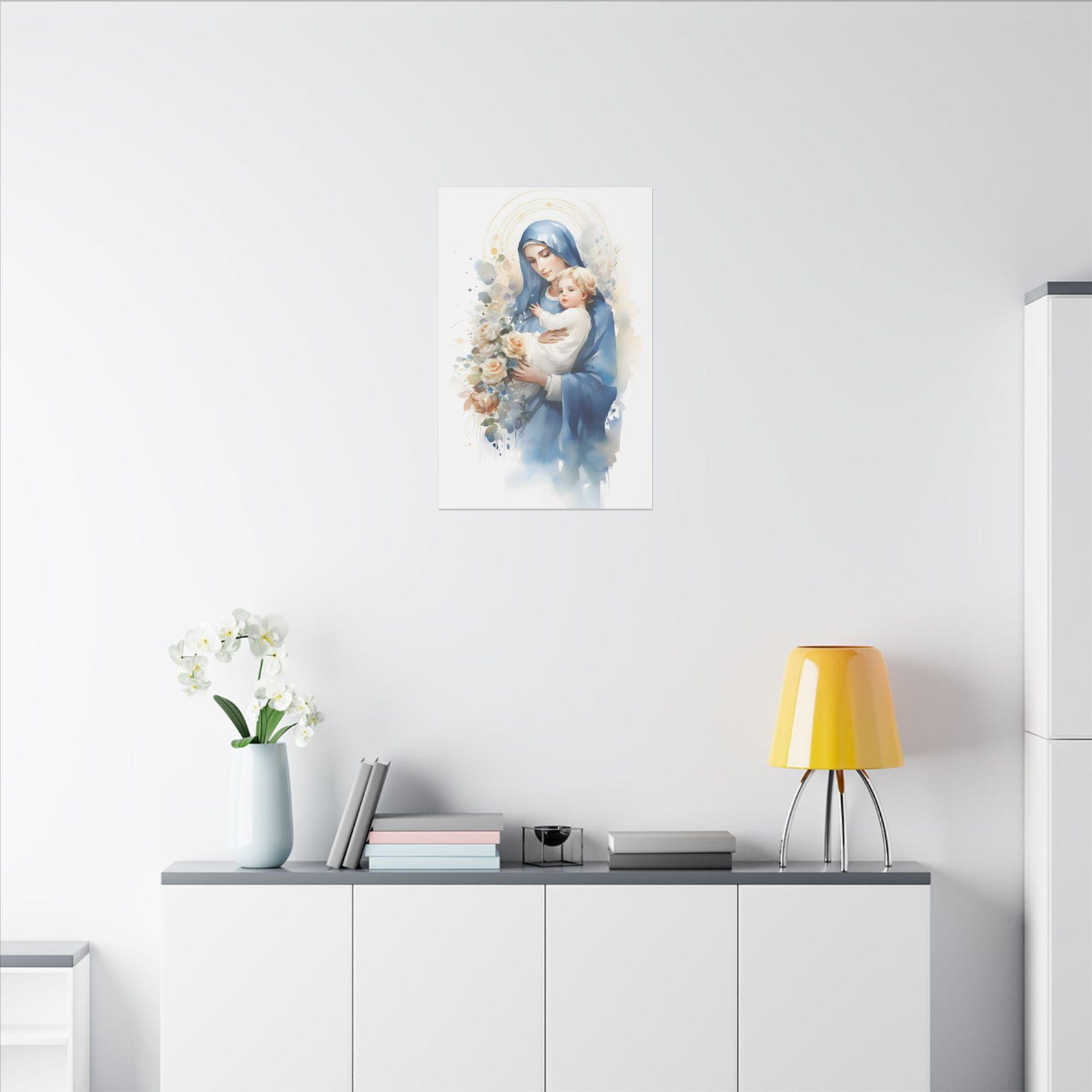 Virgin Mary and Baby Jesus Wall Art Our Lady of Schoenstatt Watercolor ...