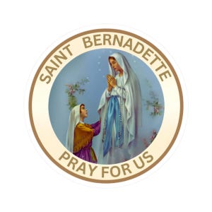 Adesivo religioso Medalha de Santa Bernadette Bernadette de Lourdes Decalque Padroeira Intercessora para Doenças e Pobreza Santa Bernardita Presente para Católicos