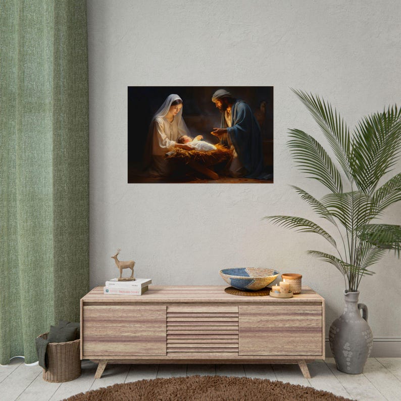 Nativity Scene Poster Mary Joseph and Baby Jesus Rolled Print Nativity ...