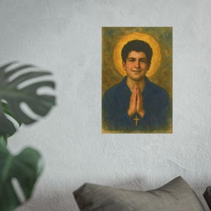 Poster St Carlo Acutis Aquarell Stil Religiöse Wandkunst Katholische Heilige Christian Wohnkultur Satin 210 g / m² 230 Archival Matte Fotopapier Bild 3