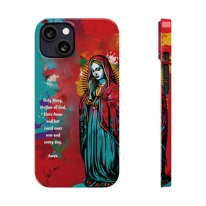 Personalisierte Our Lady of Guadalupe Jungfrau Maria Handyhülle für iPhone 16 Pop Art Graffiti Katholische dünne Hülle Weihnachtsgeschenk iPhone 16 Abdeckung