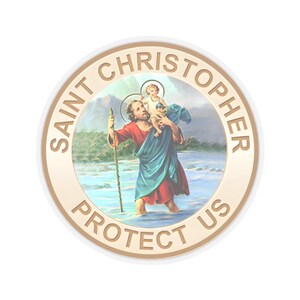 Religious Sticker Catholic St Christopher Kiss-Cut Sticker Protection Travelers Drivers Decal San Cristóbal Saint Christophe San Cristoforo